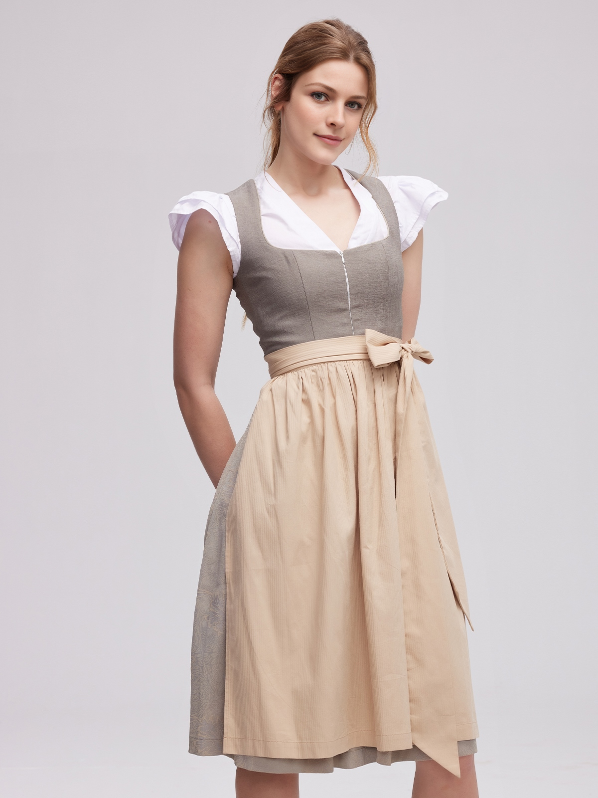 Elegantes graues Midi Dirndl
