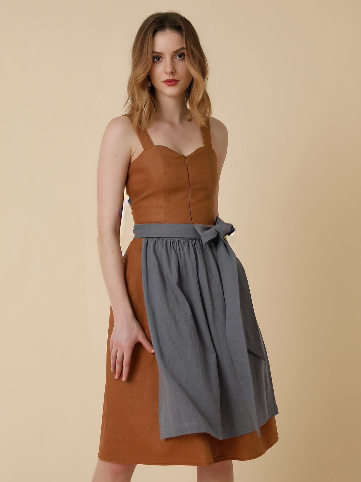 Moderne Dirndl Bluse Langarm in Gelb