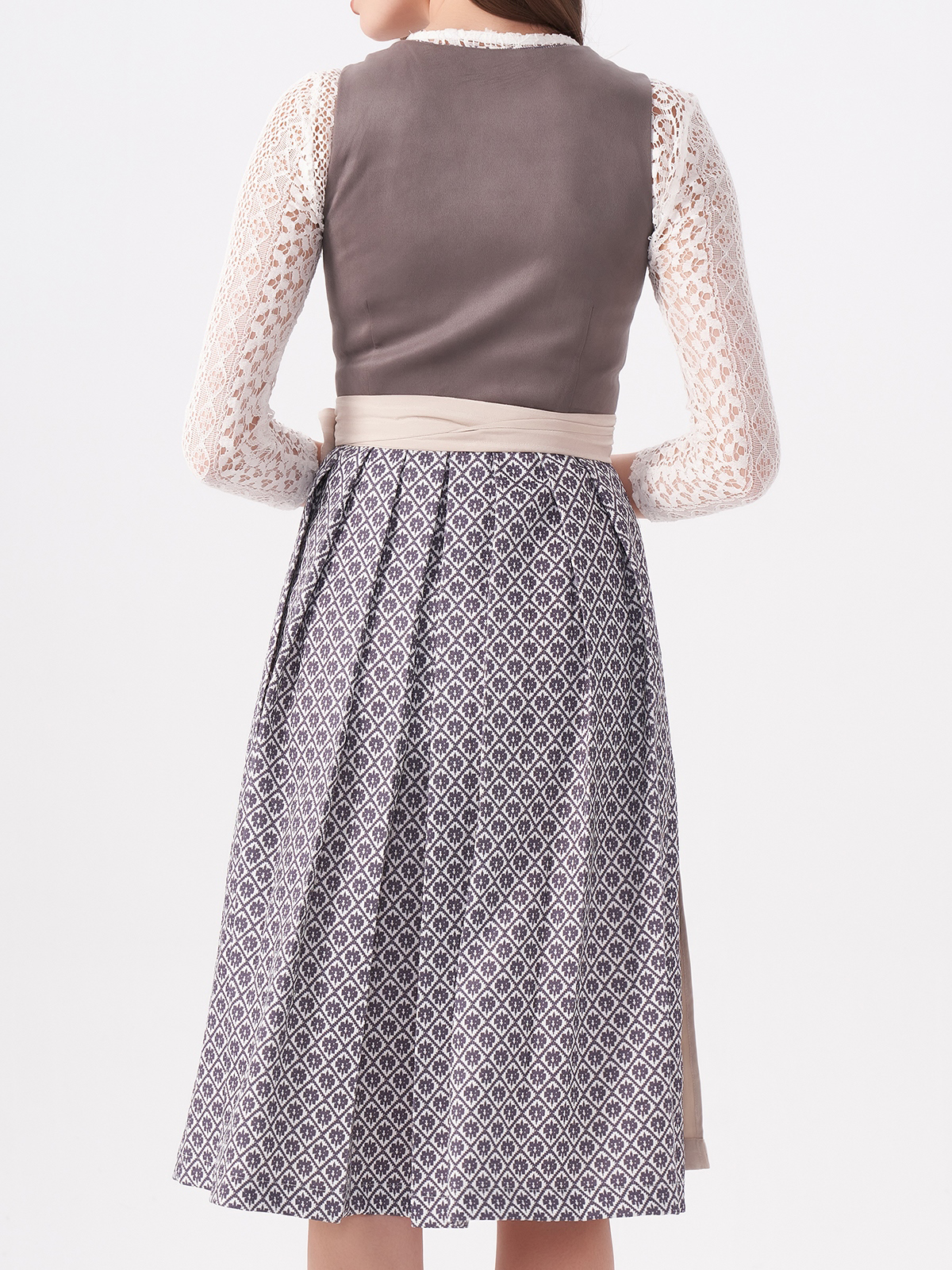 Dirndl mit V-Ausschnitt in Grau
