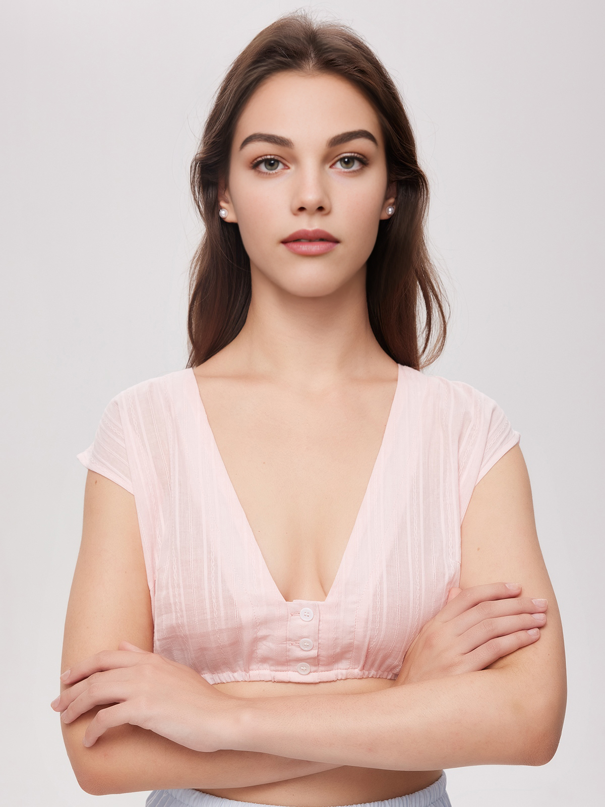 Moderne Dirndlbluse in Rosa mit Langarm